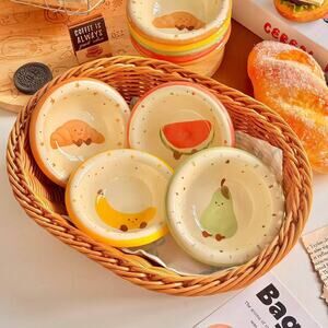Adorable Cute Fruit Ceramic Dip Bowls – Sauce, Condiments Plates set of 4